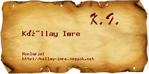Kállay Imre névjegykártya
